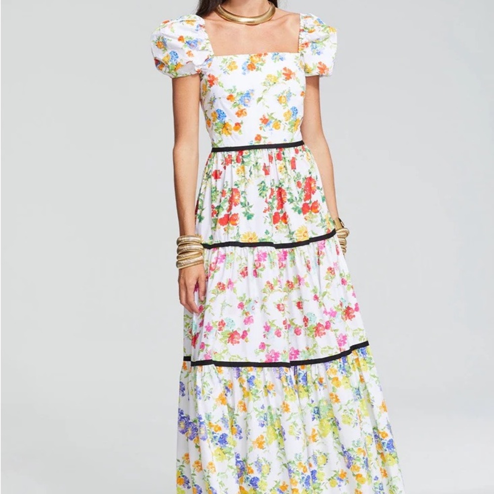 Floral Puff Sleeve Maxi Dress - Caroline Constas Hart Dress